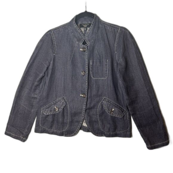 Talbots Petites Blazer Jacket Size Petite 2P Blue 100% Linen Preppy Career - Picture 1 of 7